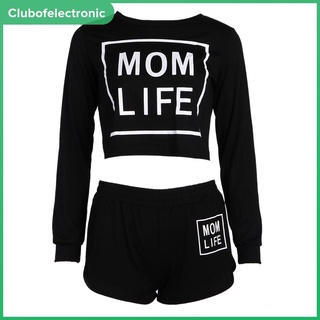 [clubofelectronic] Conjunto deportivo Casual para mujer con estampado De letras/pantalones cortos negros