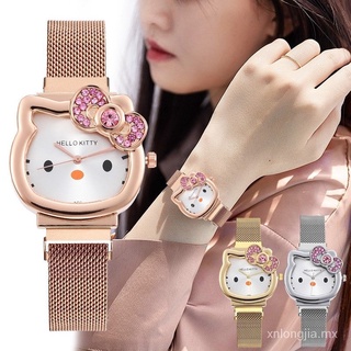 🙌 Relojes para las mujeres de la moda Casual femenino relojes de pulsera de dibujos animados reloj Hello Kitty reloj de los niños de la correa magnética L8VO