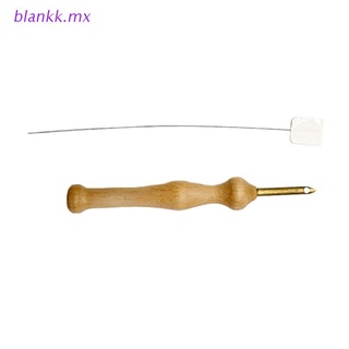 BLANK Durable Knitting Embroidery Pen Punch Needle Threader Set DIY Wooden Handle Sewing Felting Craft
