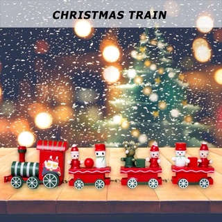 lindo rojo encantador 4 piezas pequeño tren de madera feliz navidad tren adorno decoración