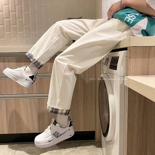 Pantalones de los hombres de verano japonés Harajuku estilo de moda suelto Casual recortado pantalones estudiante Draping recto de pierna ancha pantalones