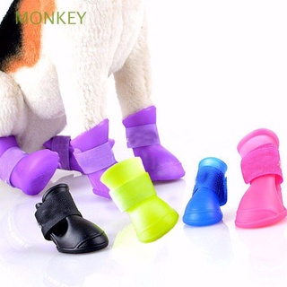 MONKEY 4 PCS Hot Impermeable Protector PU caucho Zapatos para perros Nuevo Suministros para mascotas Color caramelo Moda Cachorro botas de lluvia/Multicolor (1)
