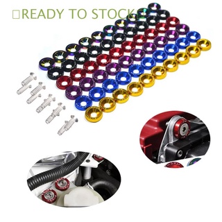 【READY TO STOCK】 Auto Accessaries Car Modified Bolts Aluminum License Plate Bolts Car Modified Washer Bumper Car Styling Hex Plate 10PCS Engine styling M6 JDM Washer/Multicolor
