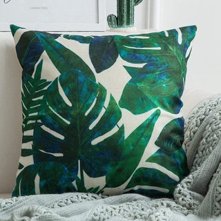 lino cuadrado hojas tropicales fundas de almohada para sofá cama 18x18 pulgadas pqmx (4)