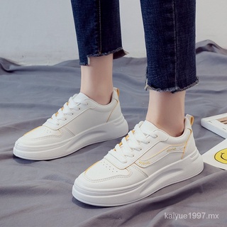 blanco zapatos de las mujeres 2021 primavera nuevo estilo coreano estudiantes versátil casual zapato grueso fondo bajo parte superior de las mujeres zapatos 08z0