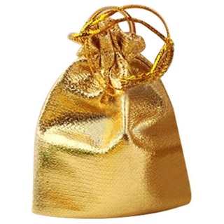 25 bolsas de tela no tejida con cordón de gasa, bolsa de regalo (dorado)