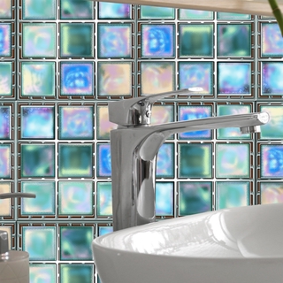 Pegatina de pared piso 10x10cm 3D mosaico gabinete decoración cajón PVC 10pcs baño cocina azulejo pegatina de pared nuevo (8)