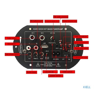 kiell home power amplifier board 12v 24v 220v bluetooth compatible con reproductor de radio fm ac/dc d3ok hifi bass power amp soporte sd/tf usb