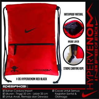 Nike Hypervenom negro rojo bolsa con cordón