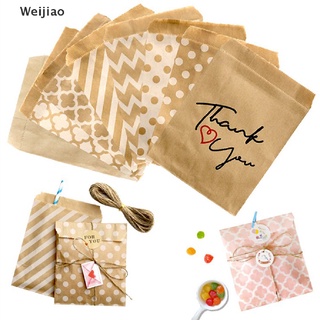 Weijiao 25pcs bolsa de papel Kraft caramelo galleta palomitas bolsa marrón blanco onda punto embalaje MY