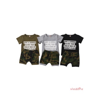 KidsW-Baby Boys conjunto de ropa, estampado de letras de manga corta O-cuello camiseta +