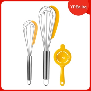 Portable Whisk Built-in Scraper Balloon Whisk Handheld Accessories Pack of 3 Egg Mixer Mixing Evenly convenient Storage