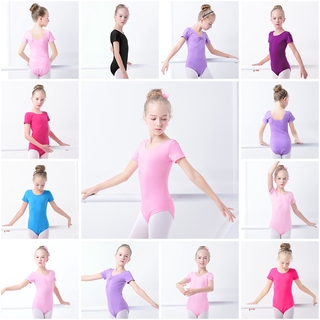 leotardos de ballet de algodón para niñas, manga corta, color negro, ropa de ballet, ropa de baile, spandex, gimnasia, leotardos (1)