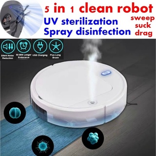 5 en 1 Robot de barrido UV esterilización Spray desinfección inteligente hogar carga aspiradora totalmente automática barrido chupar arrastre máquina de barrido de alta potencia aspirador (1)