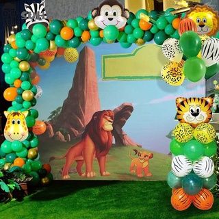 Suhe 68Pcs jirafa selva Safari verde globo Animal temático Safari selva fiesta decoraciones arco guirnalda Kit de pastel insertado tarjeta león envoltura de aluminio globo Weding niño fiesta de cumpleaños decoraciones