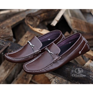 Los hombres Casual zapatos de deslizamiento en Original hecho a mano Gladio Slop mocasín marrón cuero genuino cómodo