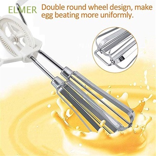 elmer conveniente batidor mezclador de plástico herramienta de cocina batidor de huevos de acero inoxidable manual de cocina giratorio de mano