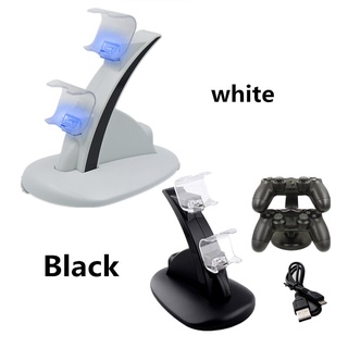 Base de carga para mando de PS4, LED, USB Dual, estación de carga para Sony Playstation 4, PS4 Pro, PS4 Slim, blanco y negro