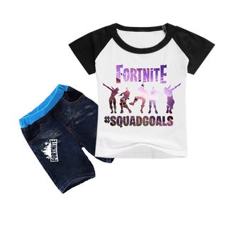 Fortnite niños traje de los niños traje de niño traje de bebé traje de los niños camiseta pantalones cortos de mezclilla