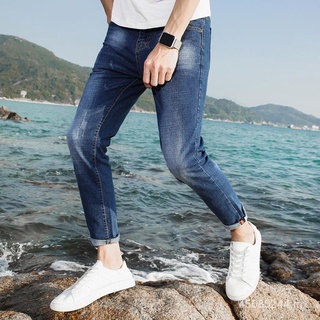 Pantalones vaqueros de moda rectos sueltos a juego para hombre marcas de moda estilo coreano pantalones cortos de verano Pantalones Casual finos largos para hombre