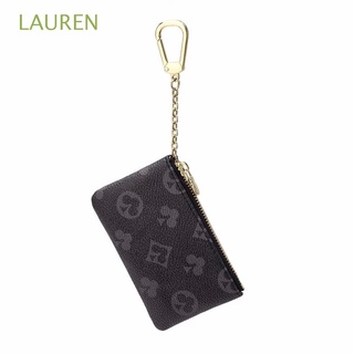 LAUREN Classical Wallet Leather Key Bag Mini Purse Small Decorative Bag Zipper Coin Purse Flower Printing Card Wallet Coin Pocket Coin Bag/Multicolor