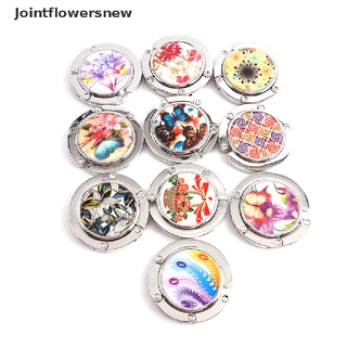 [jfn] 1 pieza de mesa redonda, diseño de flores vintage, plegable, bolso de mano, gancho, gancho, soporte para mujer, diseño de flores