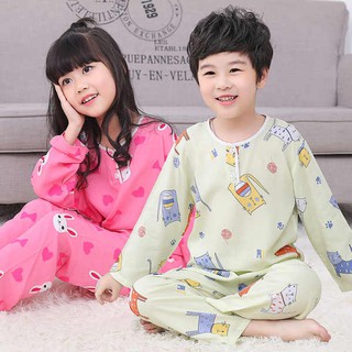 ☃camisón mujer☃ pijamas de algodón para niños verano 1-3 - 5-9 - 11 años niños y niñas manga larga fuera de la ropa (1)