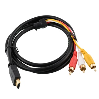 hdtv macho a 3 rca video audio av componente cable adaptador (negro)