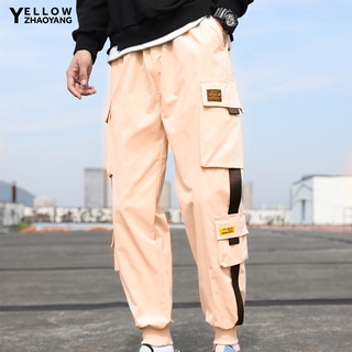 Pantalones Multi-bolsillos De Hip Hop De color sólido Para hombre De Carga Para Uso diario