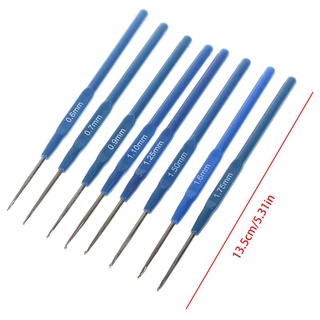 8 pzs ganchos de plástico azul para tejer tejer agujas artesanales 0.6-1.75mm (6)