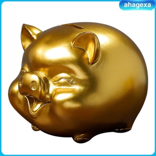 [Ahagexa] Hucha de resina de cerdo de dinero para ahorrar maceta, adorno de animales para niños de cumpleaños