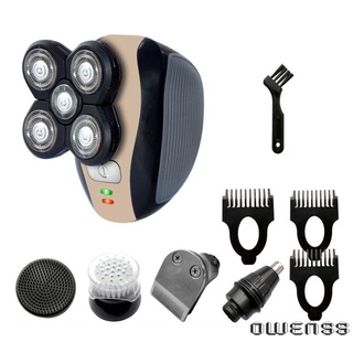 (Owenss) 5 en 1 eléctrico barba afeitadora Kit de afeitar USB carga nariz pelo Trimmer Clipper herramienta de corte de pelo