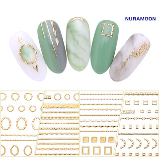 Nuramoon etiqueta engomada de uñas forma geometría decoración de uñas estilo Simple geometría pegatina de uñas para las mujeres (1)