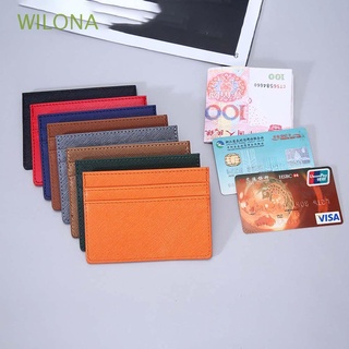wilona minimalista hombres cartera unisex monedero delgado carteras mini tarjeta caso de cuero multi tarjeta bolsillos ultra-delgado negocios clips de dinero/multicolor