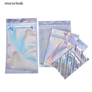 murycloak 10pcs iridiscente cremallera bolsas de plástico cosmético láser holográfico cremallera bolsas mx (3)