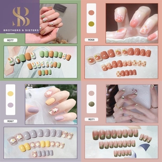 【Venta Express】24 piezas / caja de uñas postizas de moda para mujer con pegatinas de uñas con pegamento