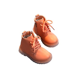 ❥Zx♀Botas de Martin para niñas y niños/botas de tobillo impermeables con cierre lateral de piel sintética