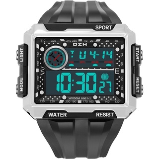 naviforce synoke 6861 reloj deportivo al aire libre cuadrado pantalla grande de los hombres reloj de pulsera impermeable luminoso multifunción reloj
