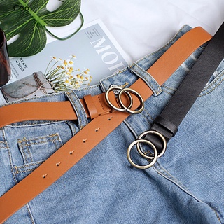 [cool] cinturón de cuero redondo de metal con doble hebilla/cinturón para mujer/niñas