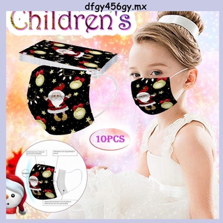 10pcs Christmas Print Masks for Protection Face Mask Disposable Earloop Mask(dfgy456gy.mx)