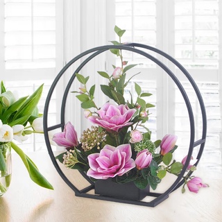 [nuevas llegadas] adornos de flores artificiales soporte de plantas de hierro artesanía mesa de flores conjunto de plantas soporte de exhibición de la sala de estar dormitorio