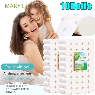 MARY12 10 rollos de toallas de papel para el hogar de papel higiénico papel higiénico blanco baño agradable a la piel de 5 capas suave fuerte tejido de baño