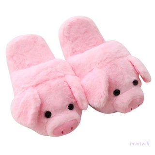 LKX🔥Bens à vista🔥escuchar mujeres invierno lindo rosa cerdo animal de dibujos animados zapatillas de felpa antideslizante zapatos peludos【Spot marchandises】