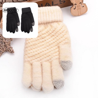 [moccity] cómodos guantes de punto de pantalla táctil mujeres guantes de punto amigables con la piel para exteriores