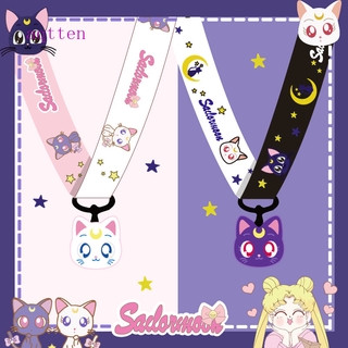 aqtten Sailor Moon gato Luna Artermis teléfono móvil identificación insignia titular correas de cuello cordón llavero llavero llavero