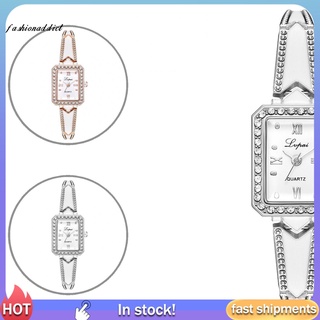 Fa Elegant Women Rhinestone Inlaid Square Dial Quartz Bracelet Wrist Watch Gift