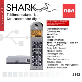 Telefono inalambrico RCA Shark 2142 Gris