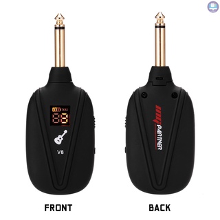 V-8 sistema de guitarra inalámbrica recargable de 4 canales transmisor de guitarra receptor conjunto de guitarra eléctrica bajo Pick Up (8)