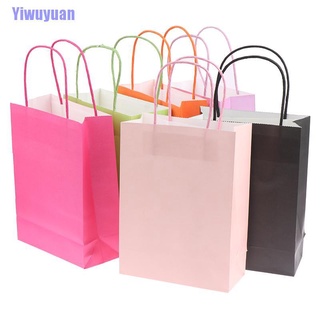 Yiwuyuan - bolsas de papel de Color sólido para fiestas, bolsa de Kraft con asas reciclables, bolsa de regalo de cumpleaños (9)