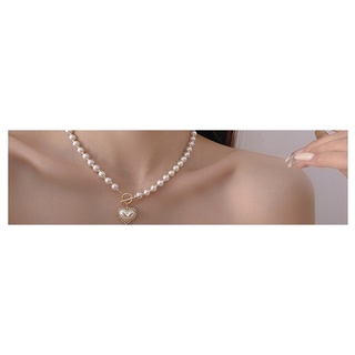 Collar De Perlas De Amor | Cadena De Clavícula Acero Inoxidable Accesorios Para Damas (8)